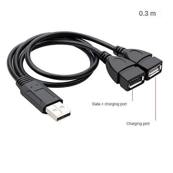 15cm 30cm USB 2.0 A 1 hann til 2 Dual USB hunn Data Hub Strømadapter Y LGL 0.15m