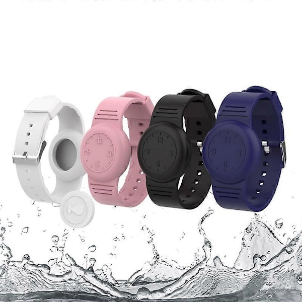 Apple AirTag -paikantimelle pehmeä suojakuori lasten rannekello silikoniranneke kellonumeroilla LGL Multicolor Style C