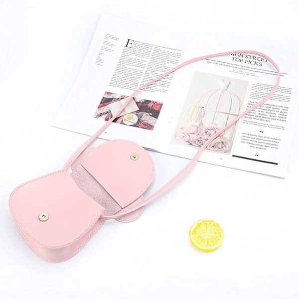 Liten flickväska prinsessa mini väska med rosett söta musöron rosett crossbody väska rosa mus (LGL)