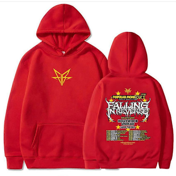 Den populære Mons Tour-bekledningen Falling in Reverse Band Grafiske hettegensere Menn/Kvinner Hip Hop Vinter Sudaderas Heavy Mental Pullovere LGL 18-black M