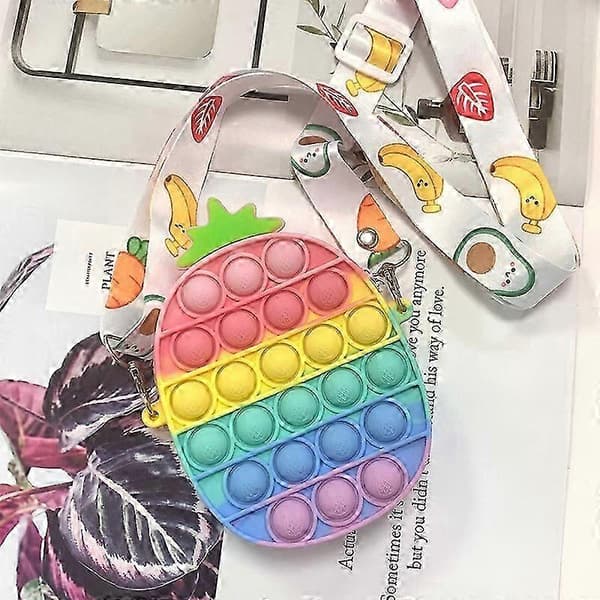 Push Pop Bubble Fidget Sensorisk Legetøj Messenger Taske Stil Stress Relief (LGL) Strawberry Macaron