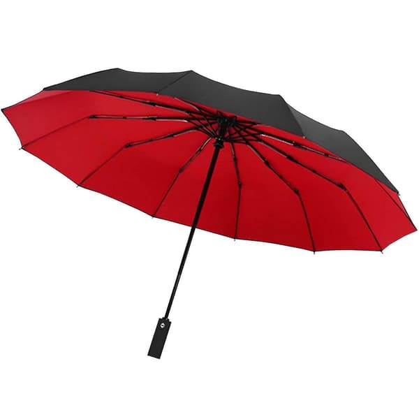 Paraply, Kompakt - 105 cm - Sort / Rød (LGL)