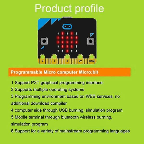 Micro:Bit V1.5 -kehityskortti Micro:Bit Älyauto-sarja/Qtruck/Python-opetus BBC Microbit -ohjelma (LGL)