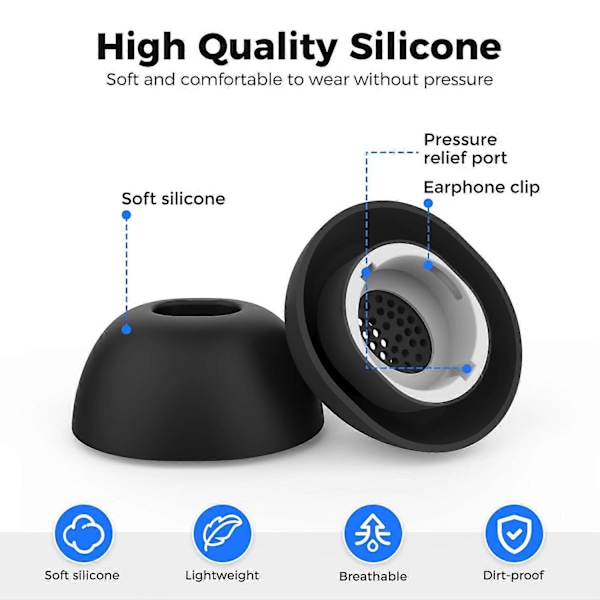 AHASTYLE WG173 Samsung Galaxy Buds3 Pro -kuulokkeiden korvaavat korvatulpat, 3 paria L M S silikonia Bluetooth-kuulokkeille LGL Multicolor Black