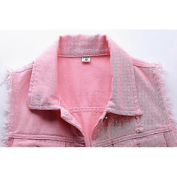 \"Cowboy Vest Dame Kort Forår og Sommer Plus Size Rå Kant Ærmeløs Jakke Hullet Cardigan\" LGL black M