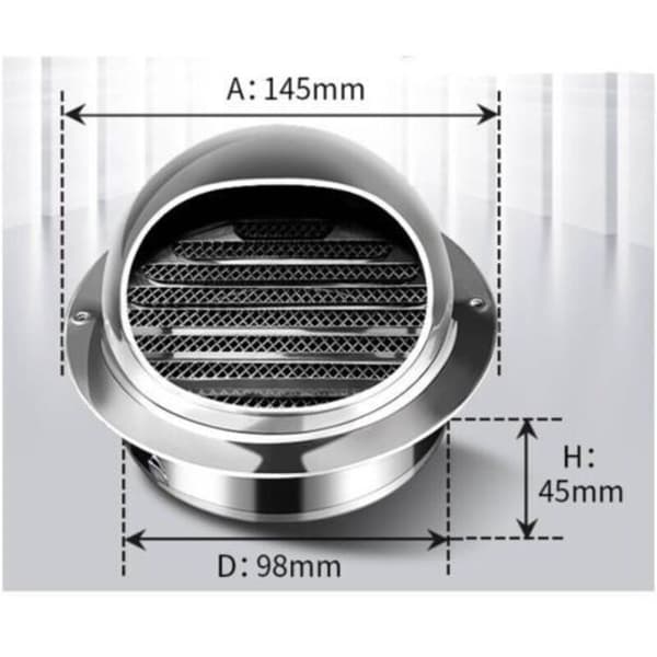 100 mm udsugningsrist i rustfrit stål til ventilationssystemer (100 mm) (LGL)