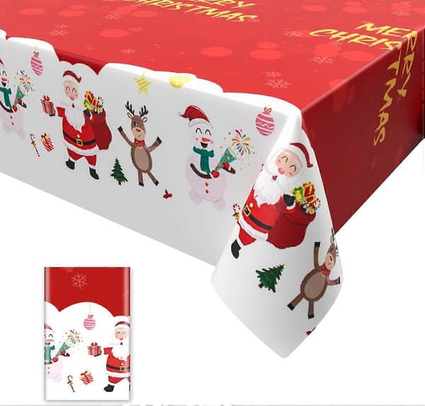 Rektangulær plastikdug til julebord, vinterfest, 130 x 274 cm (LGL)