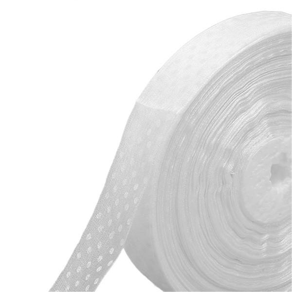 100 Yards 2,5 cm Transparent Chiffongband Prickigt Tryck Chiffongsatin för Inslagning Dekoration Bröllop Födelsedag Bukett Girlang Vit (LGL)