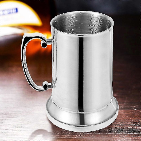 Krus Tankard Dobbel Vegg Rustfritt Stål Ølkrus Frokost Melkekrus Med Håndtak Kaffekopp 560 LGL