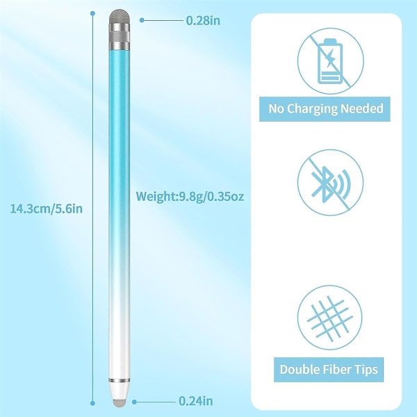 2st Universal Stylus Touch-pennor, högkänsliga fiberspetsar, passar för / surfplatta och alla pekskärmar