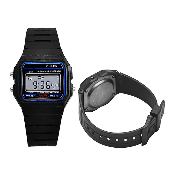 Lyxig klassisk digitalklocka F-91W Unisex Retro Vintage Sport LED Vattentät [LGL] black