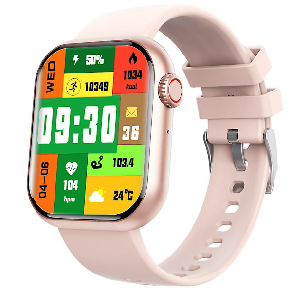 2024 F108 Smart Watch Blodsukker, Urinsyre og Lipid Overvågning Blodilt, Blodtryk Bluetooth Opkald Ur [GGL] Pink Silicone