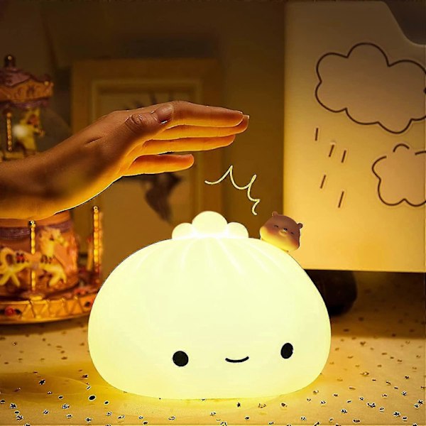 Dumplinglampa för Barn, Söt Nattlampa med Färgbyte i Silikon, USB-Laddning, Mjuk Lampa för Pojkar och Flickor Kawaii Present (LGL)
