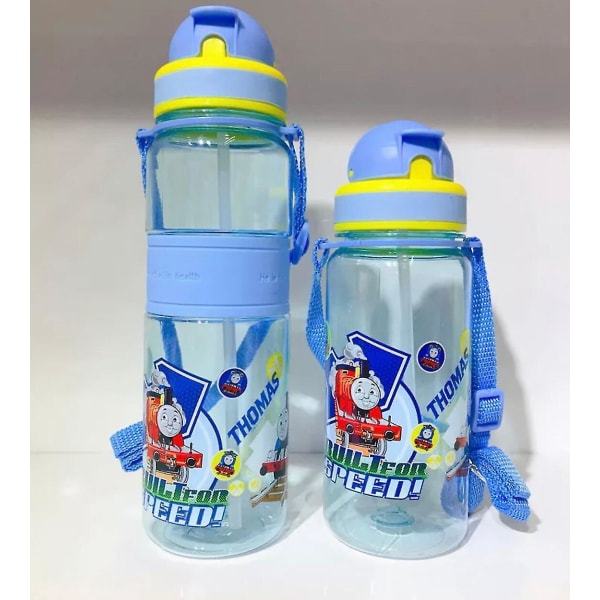 350/500 ml Kids tegneserie drikkevannsflaske Halmkopp med skulderstropp Thomas Train 350ml OneSize