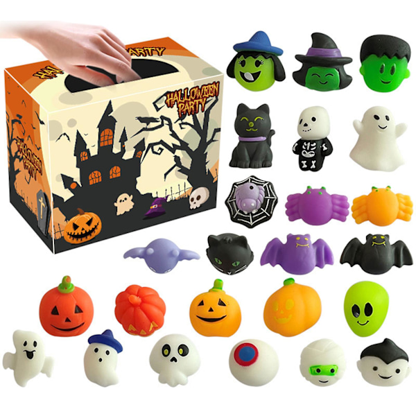 Mini Squishy Legetøj, Mochi Squishies Halloween Kawaii Zombie Spøgelse Mønster Stressaflastende Klem Legetøj Til Børn Børnegaver 24Pcs