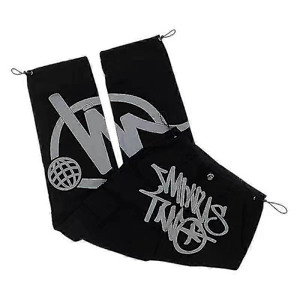 Pants Minus-Two Hip-Hop Retro -miesten housut, kesän rennot suorat housut, painetut löysät neutraalit housut LGL Black - gray M