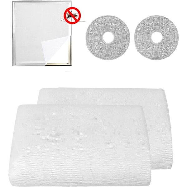Myggnät för fönster 2-pack 150x200cm Myggnät för fönster självhäftande justerbart insektsnät (vit) (LGL)