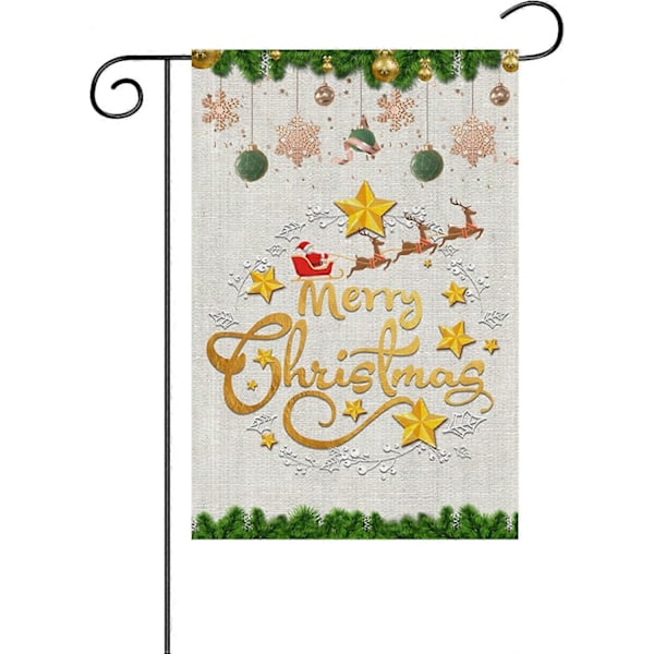 Vinter Sne Nisser Krans Glædelig Jul Haveflag 30x45 cm Gårdhave Udendørs Hjem Græsplæne Dekoration Vinter Jul Sne Haveflag -A (LGL)