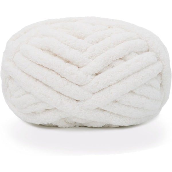 stk. Chunky Knit Chenille Garn til Håndstrikkede Tæpper, Super Blødt Stort Jumbo Tæppegarn (Hvid) (LGL)
