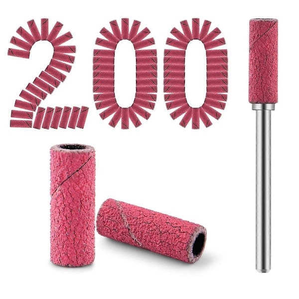 200 stk. Neglebor Små Slipebånd med 3,1 mm Dornbit, 180 Fin Grit Mini Slipebånd Neglefil (LGL)