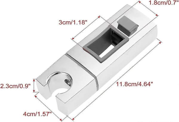 Skyvbart dusjhodeholder for skinne - 15 x 30 mm - rektangulær, firkantet utskiftbar håndholdt dusjholder (LGL)