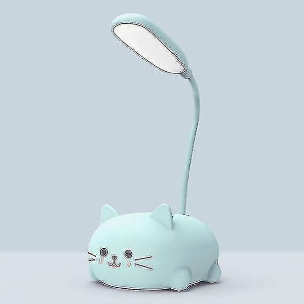 Skrivebordslampe Kompatibel Med Børn, Sød Kat LED Bordlampe Med Fleksibel Arm, USB Genopladelig Bordlampe, Øjenbeskyttelse, Læselampe, Ca LGL Blue