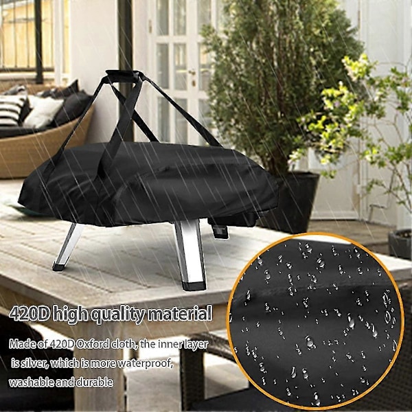 Pizzaovnsdeksel for Ooni Koda 16 Bærbar Pizzaovnsdeksel 420D Oxford Stoff Vanntett Pizzaovn (LGL) Black