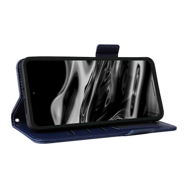 For XREAL Beam Pro Etui Litchi Tekstur PU Læder Wallet Flip Telefon Cover LGL Dark Blue