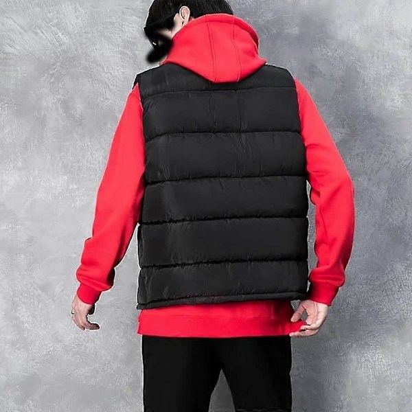 Hvid Vest Jakke Mænd Slim Fit Stand Collar Ærmeløse Puffer Jakker Forår Efterår Casual Vest Mænd Varm Frakke LGL black XXXXL