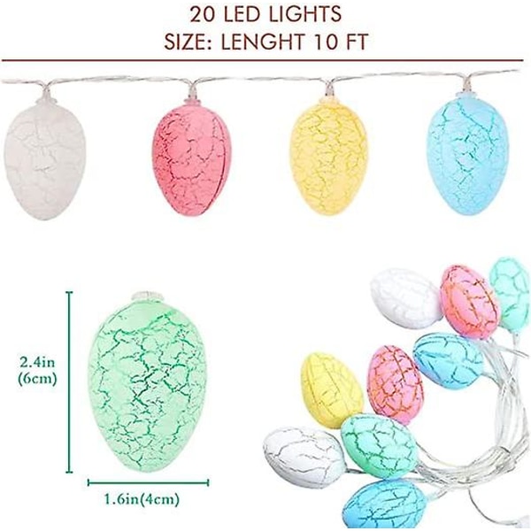 20 stk, Påskeegg dekorasjonslys, Påskeegg LED-lys, Påskeegg lys. (LGL)