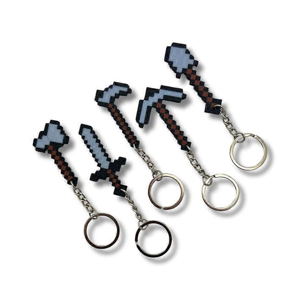 MineCraft spelverktyg nyckelringar - 5-pack (LGL)