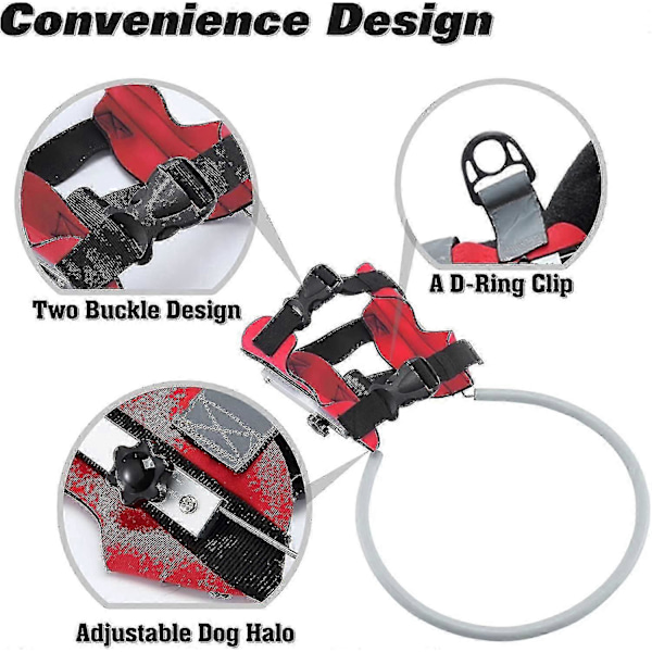 Blind Hundesele Guiding Device, Blind Hunde Halo, Anti-kollisionsring til kæledyr for at beskytte katte og hunde med blindhed, sløret syn - GOD LGL red M