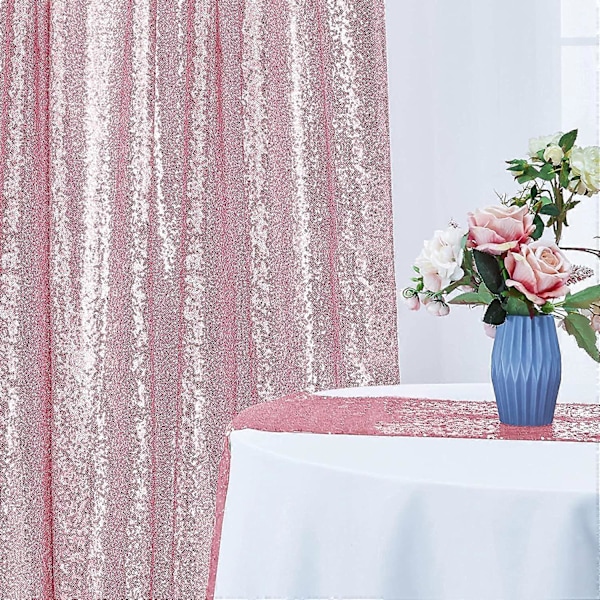 8,5 m - 2 st Ljusrosa Paljettbakgrund Draperier Paneler, Fotobakgrund Glittergardiner (LGL)