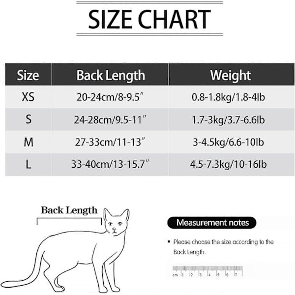 (L) Postoperativ Kattdräkt Anti-slickande Kattkrage Lång Overall Förhindra Förlust av Kläder Anti-slickande Kattväst LGL