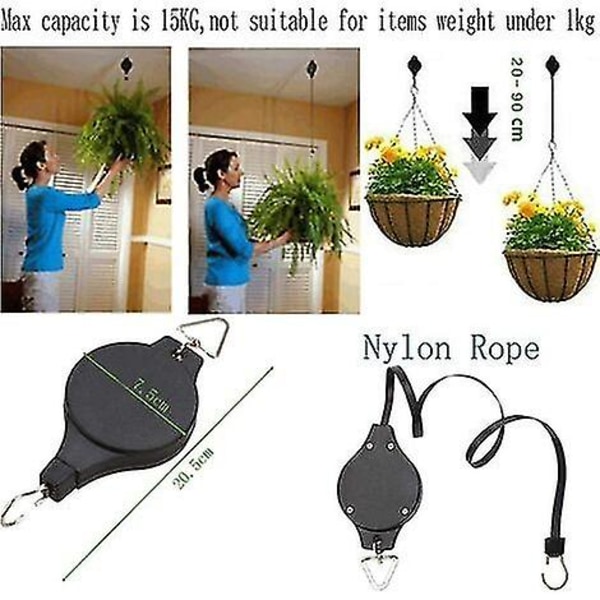 Retractable Plant Hook Set Of 3 Black Plant Roll Hooks. [GGL]