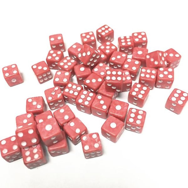 50 stk./parti terninger 8mm 6 farver plastik hvide terninger til spil standard sekssidet beslutningstager fødselsdagsfester brætspil Drop Shipping Red White point