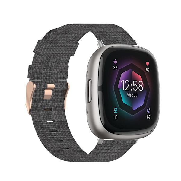 Vævet lærredsrem til Fitbit Sense til Fitbit Sense (LGL) Dark Grey