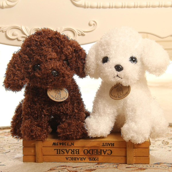 Sinknap Cartoon Cute Poodle Dog Puppy Plush Stuffed Doll Huggable Toy Home Ornament Gift Dark Brown