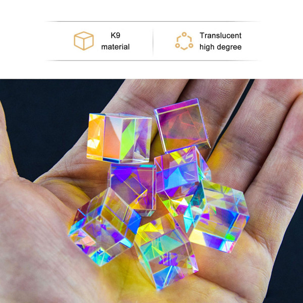Magic Prism Cube, Mini K9 Prisme Cube i krystallglass, regnbuefarge[GL] XL