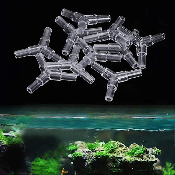 20 stk Akvarium Luftslangekobling Transparent 3-veis Y-formet T-kobling Akvarium Luftventil Kobling Luftpumpe Tilbehør (LGL)