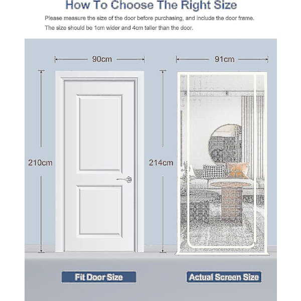 Heavy Duty Dyrskjermdør Passer Dørstørrelse 90cm X 210cm G