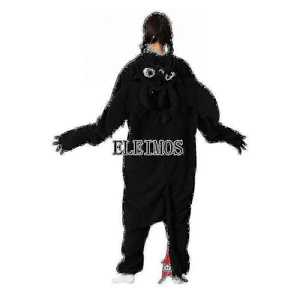 Vuxen Kigurumi Onesie Tecknad Tandlös Pyjamas För Vuxna Kvinnor Män Djur Pyjamas Hemmakläder Halloween Cosplay Party Kostym LGL Black M Fit 158-168cm