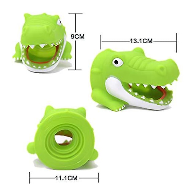 Haj/krokodil kranförlängare, mjukt silikonbadpipsskydd för badkar baby barn [LGL] Green Crocodile