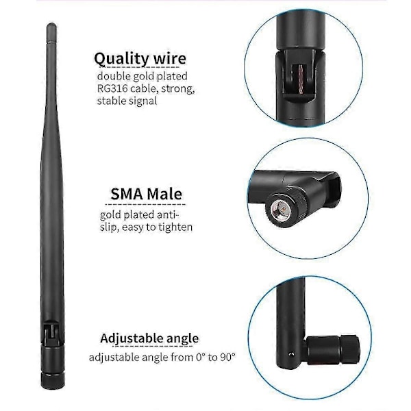 Mini 2.4 GHz 5dBi 802.11b/g WiFi Antenne RP-SMA Hann Trådløs Ruter (LGL)
