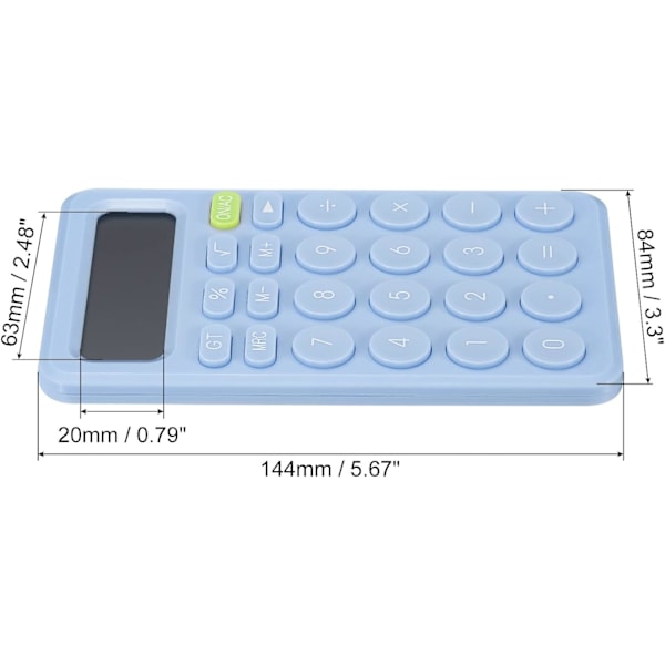 Sød bordregner, lille skrivebordsregner batteridrevet med 12-cifret stort LCD-display til kontor hjem, blå (LGL)
