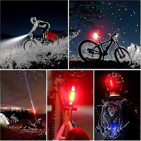 USB Oppladbar Sykkellykt med Speedometer Sykkelcomputer - Kraftig Front- og Baklykt for MTB, Cy LGL