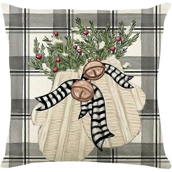 Pynteputetrekk Vinter Reinsdyr Snømann Trykt Pynteputetrekk Lin Putetrekk Dekorativ Hjemmeinnredning-45X45Cm-H7  (LGL)