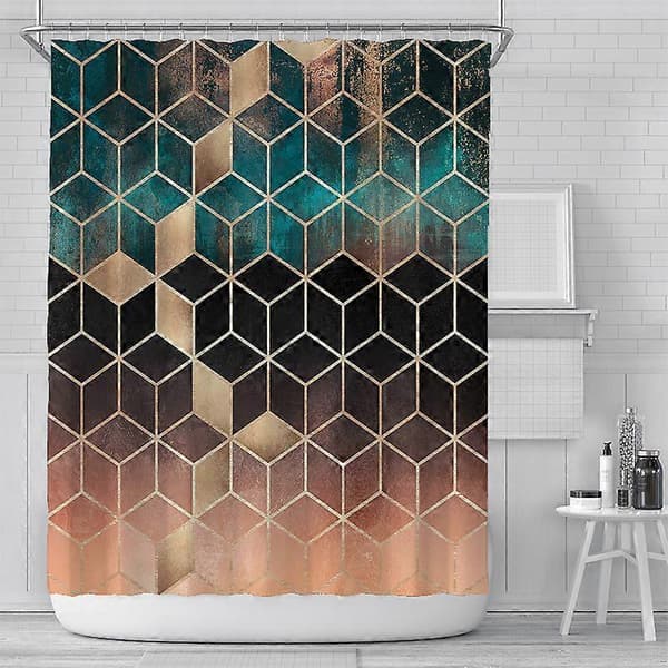 Badeværelsesforhæng 3d geometrisk badeværelsesforhæng, polyester badeforhæng (LGL)