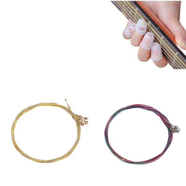 Kitarankielet 2 x 6 kpl ja 4 sormisuojaa (LGL) Flerfärgad MultiColor