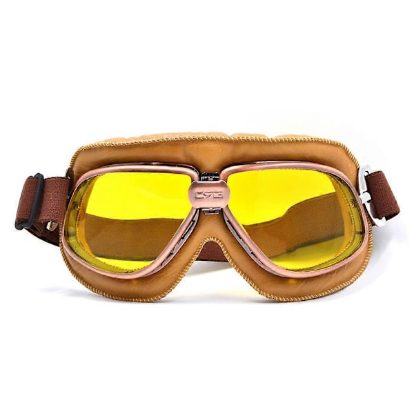 Moottoripyörän vintage-tyyliset retro-lasit urheiluun, kilpa-ajoon, maastoajoon, pilottikäyttöön ja pyöräilyyn, silmäsuoja LGL Yellow Lens
